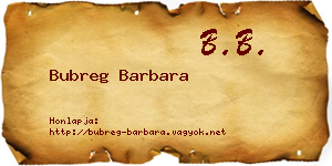 Bubreg Barbara névjegykártya